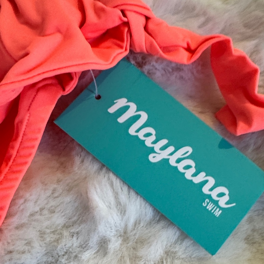 Kids Ruffled Coral Bikini Set - Picture 2 of 4
